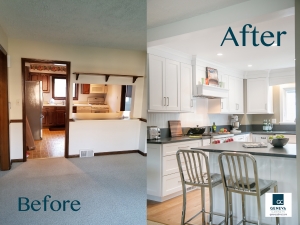 Kitchen remodel by Geneva Cabinet Company before and after view
