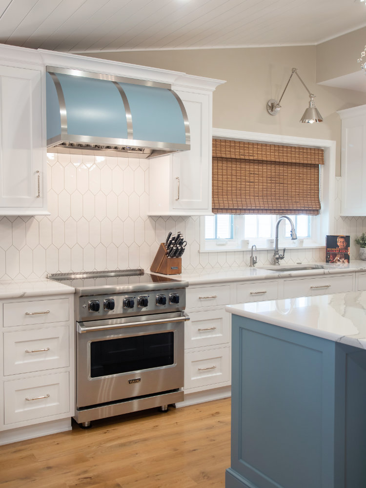 Custom Hood in Raindrop, Plato Woodwork Cabinetry, Photo by Shanna Wolf