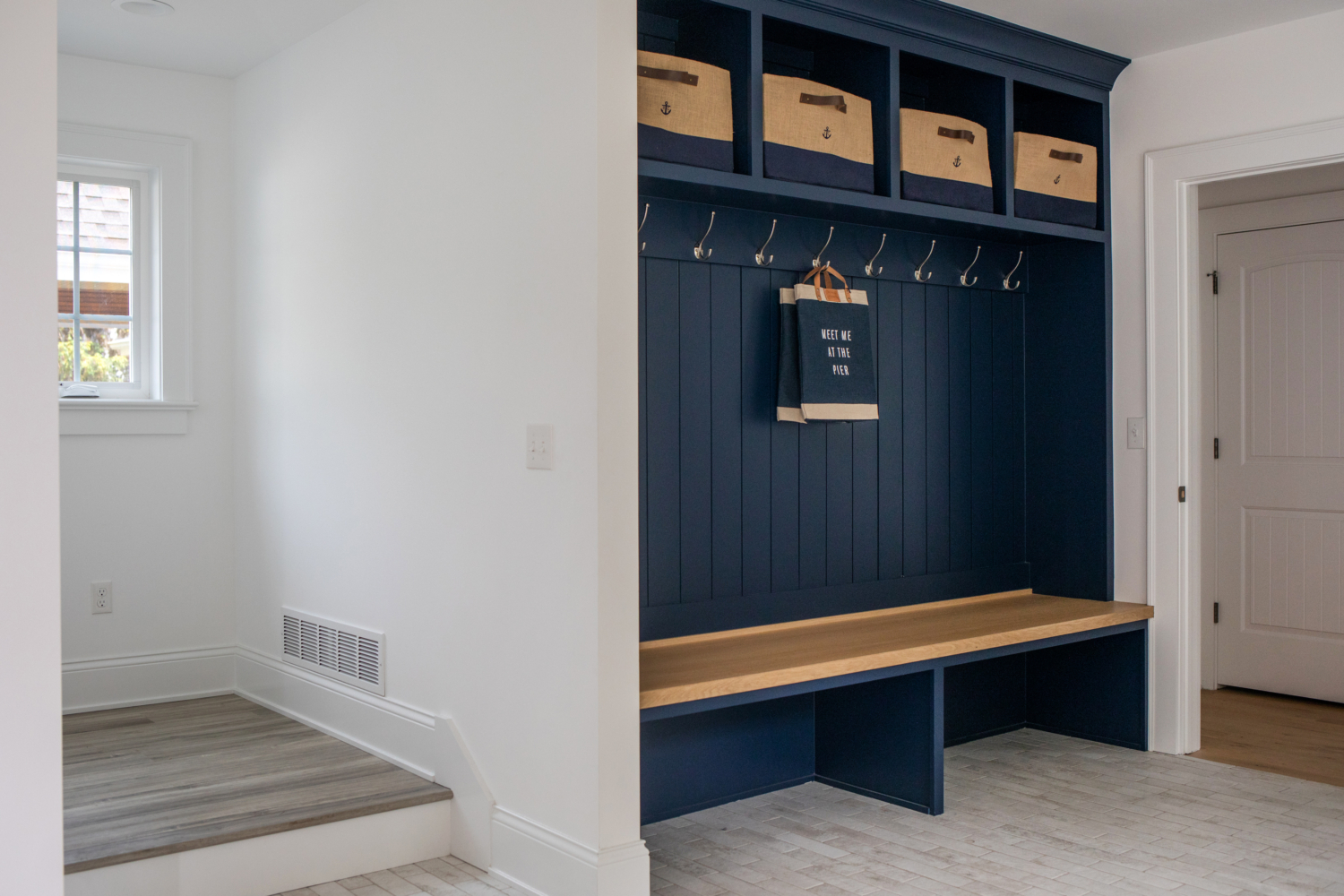 customize your mudroom storage space with bins and baskets