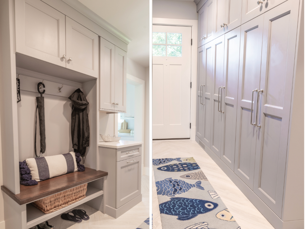 Control Mudroom Clutter with cabinets to incorporate storage