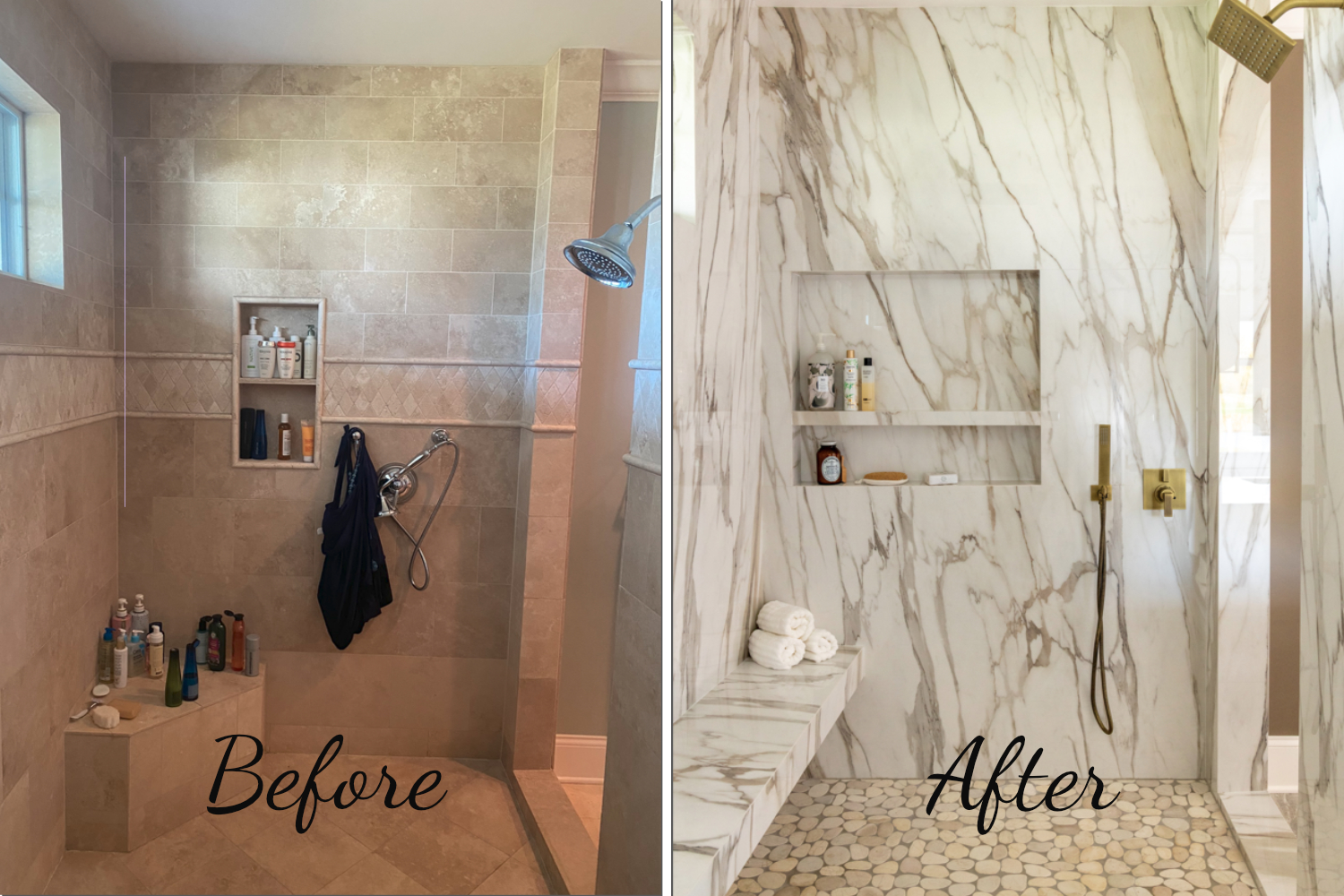 Before and After shower architectural lighting