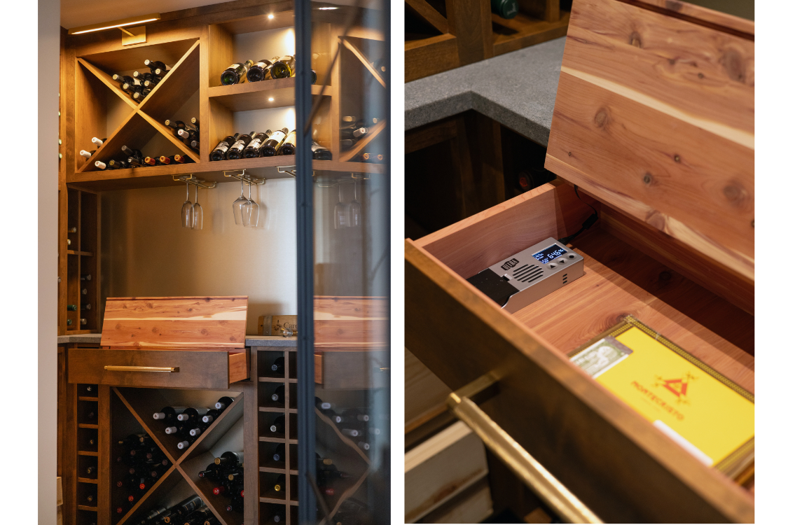 humidor drawer wine room remodel